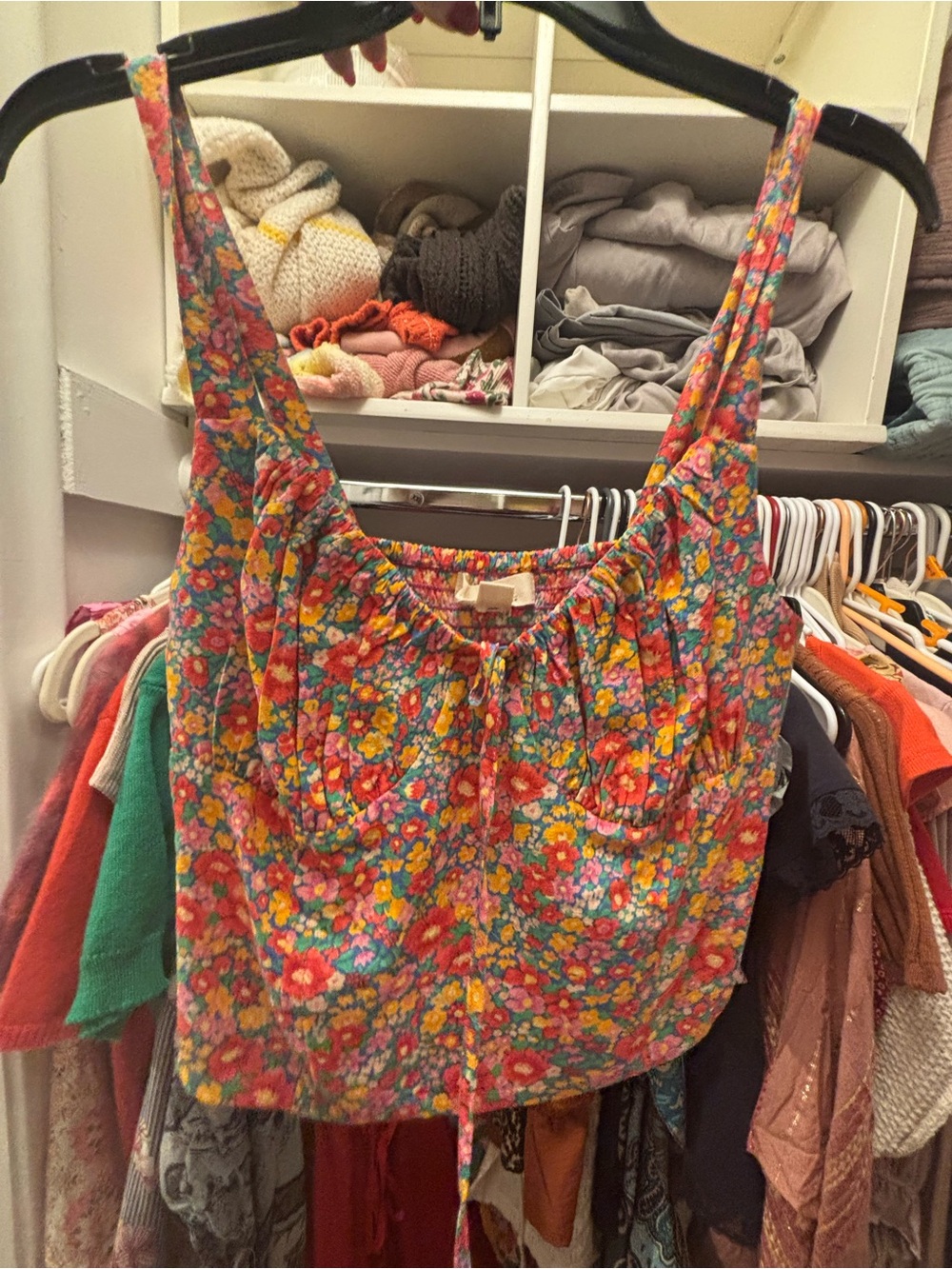 Rip Curl Floral Multicolor crop top in Pink, Orange, Yellow, Green, Blue